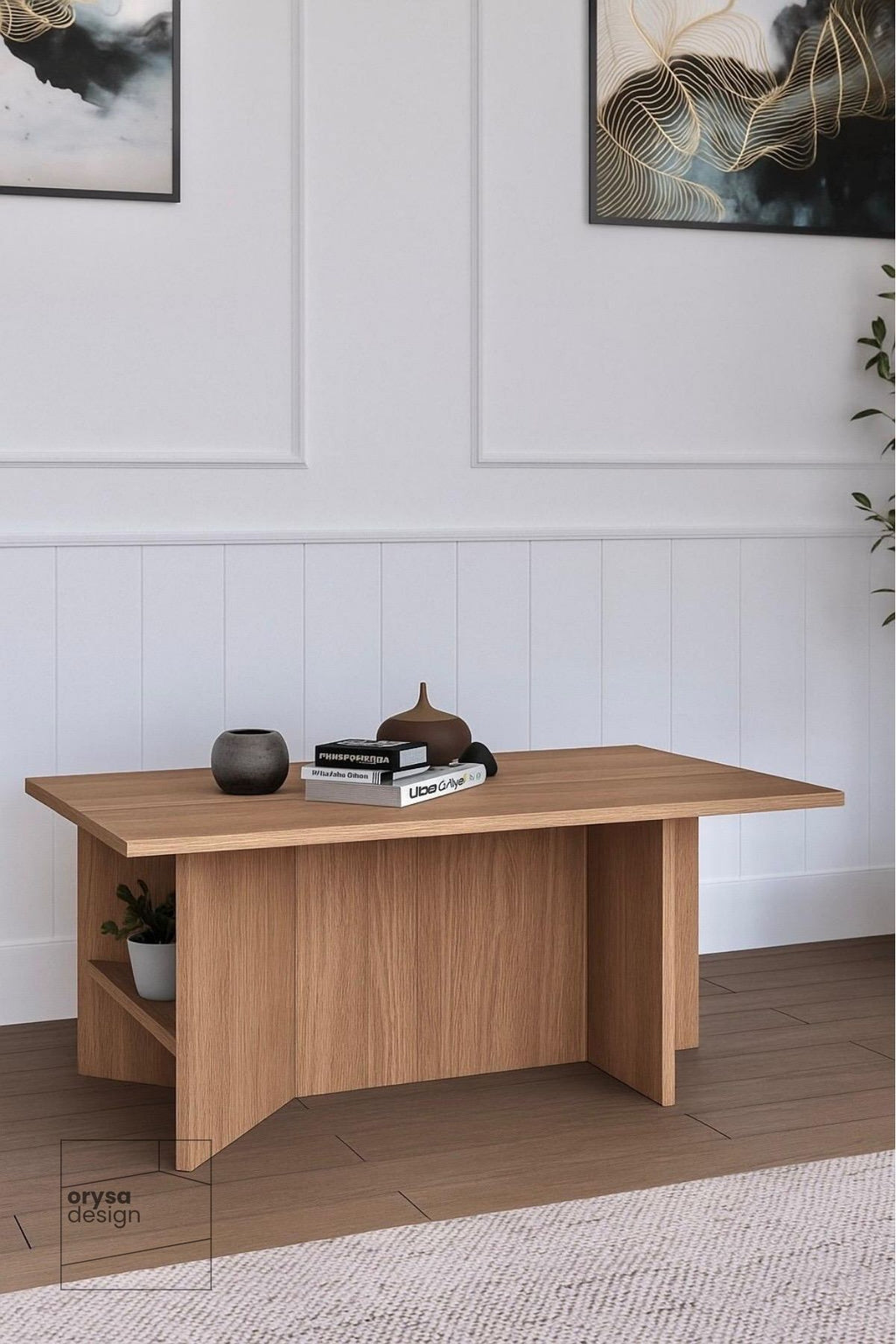 OS-1 İskandinav Raflı Orta Sehpa - Safir Meşe