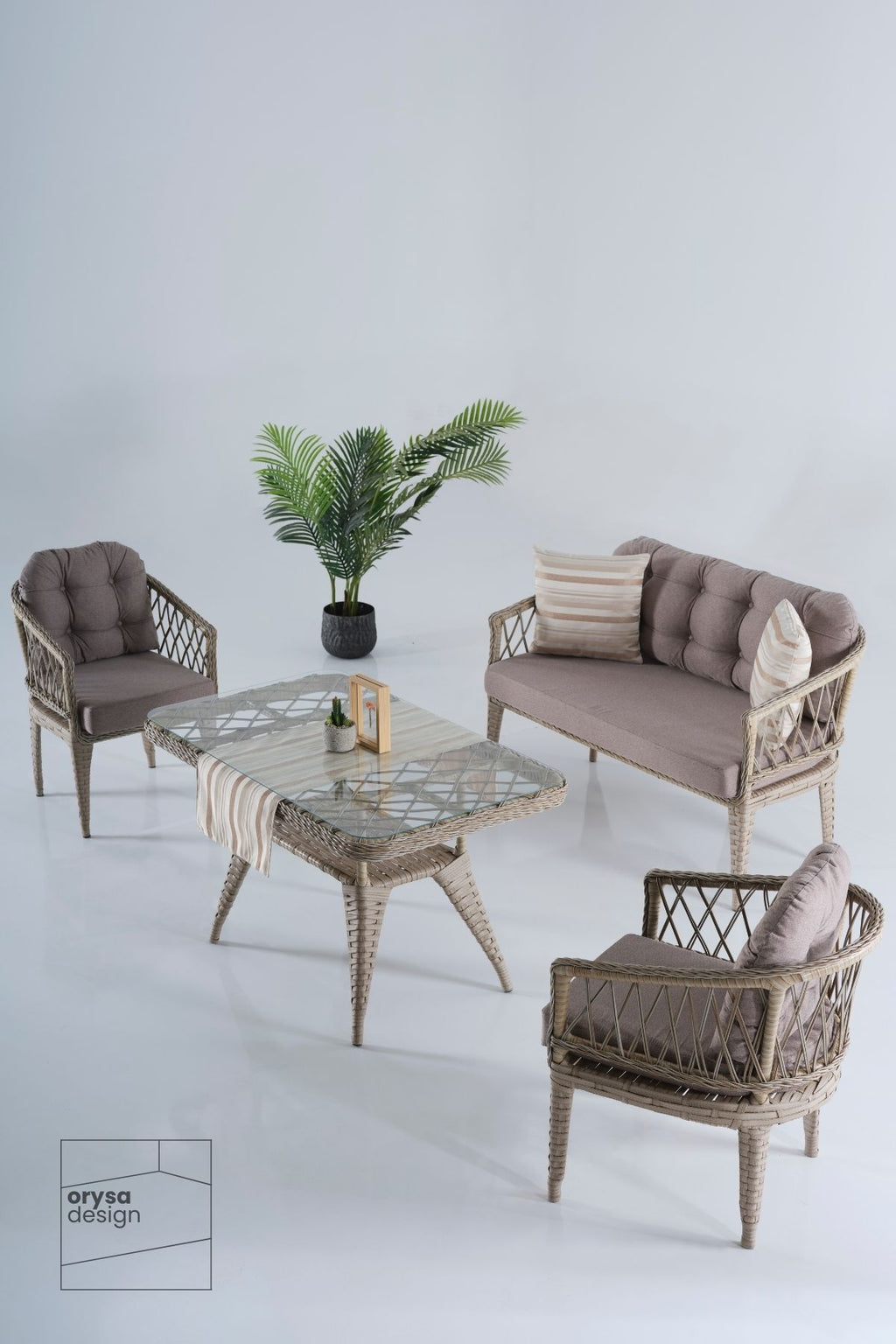 BT-1 Rattan 2+1+1+S Bahçe, Balkon Takımı - Krem