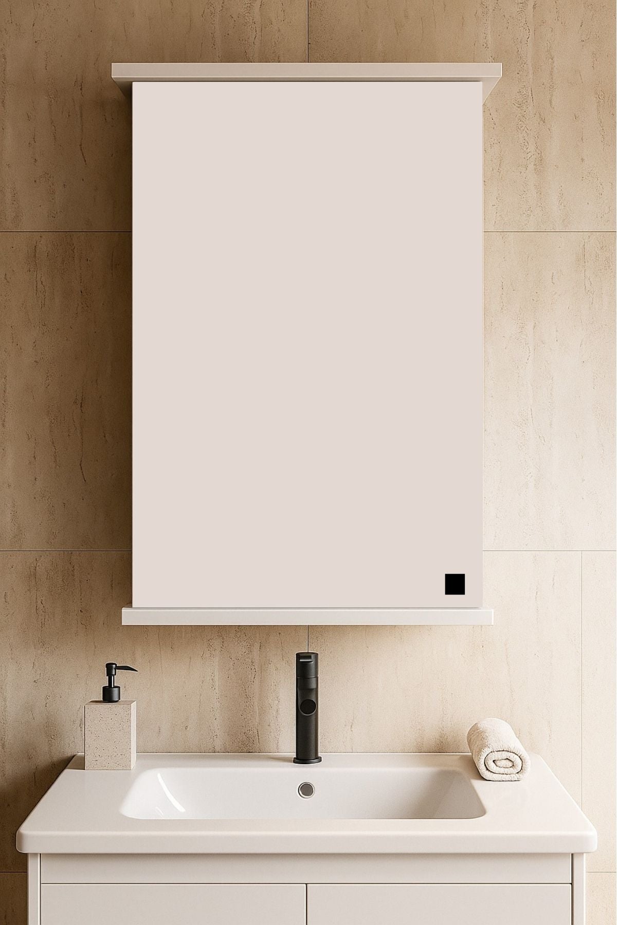 BD-2 Tek Kapaklı Aynasız Banyo Dolabı, Duvar Dolabı - Beyaz