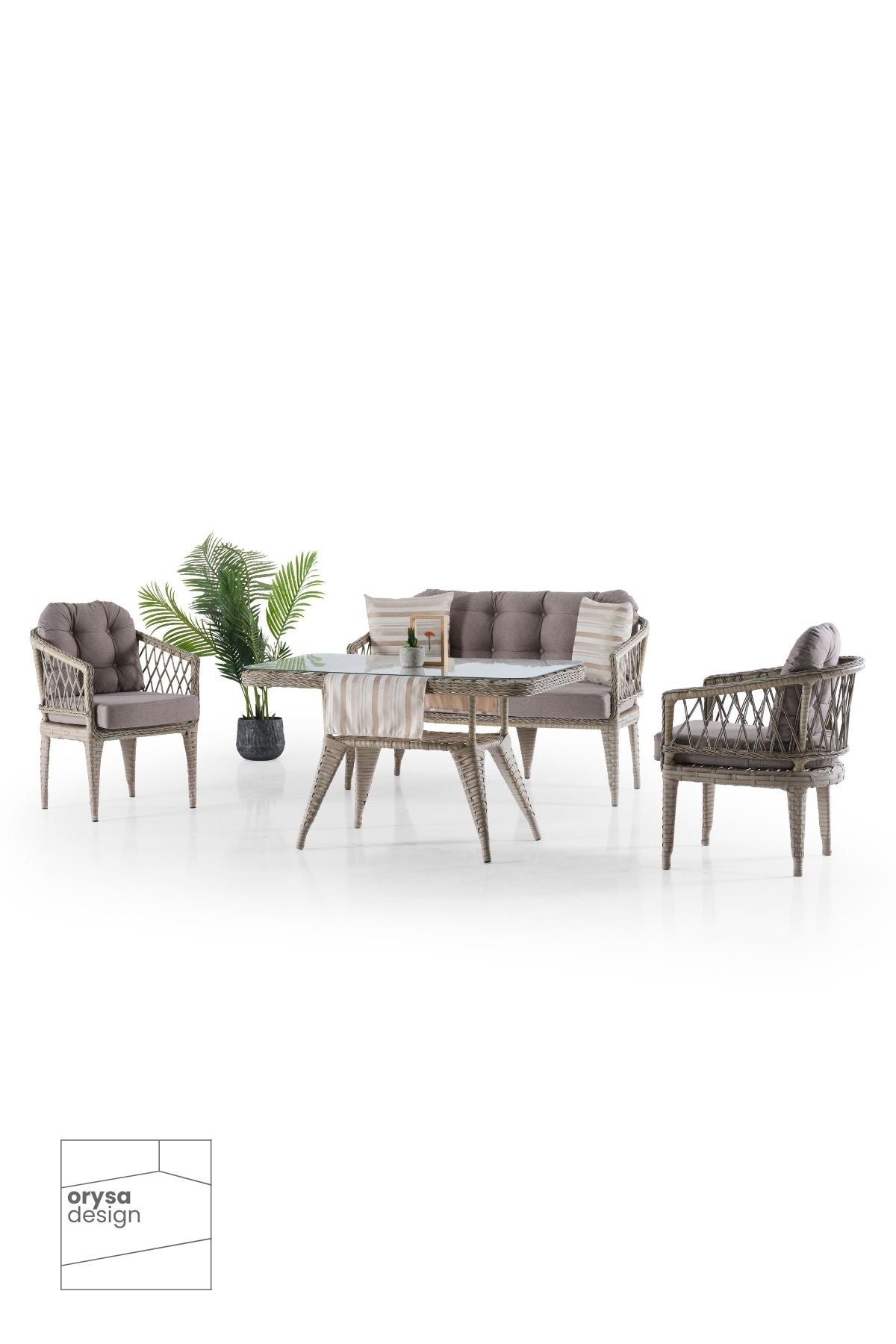 BT-1 Rattan 2+1+1+S Bahçe, Balkon Takımı - Krem