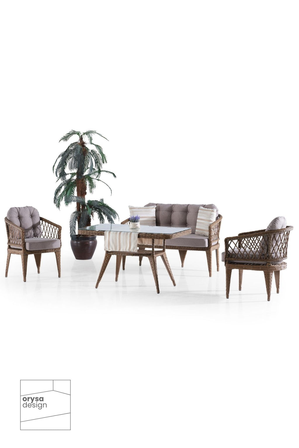 BT-1 Rattan 2+1+1+S Bahçe, Balkon Takımı - Kahverengi