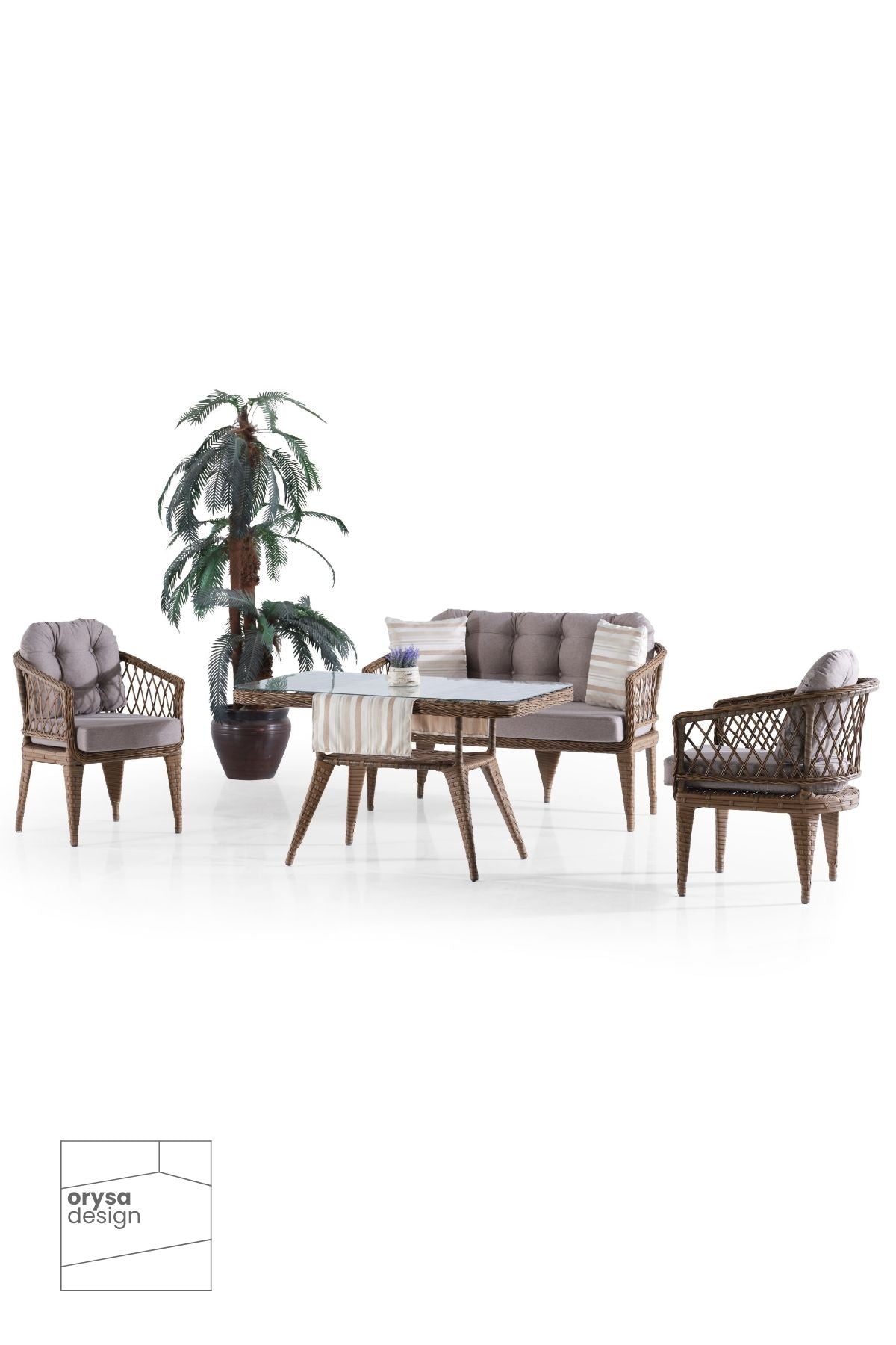 BT-1 Rattan 2+1+1+S Bahçe, Balkon Takımı - Kahverengi