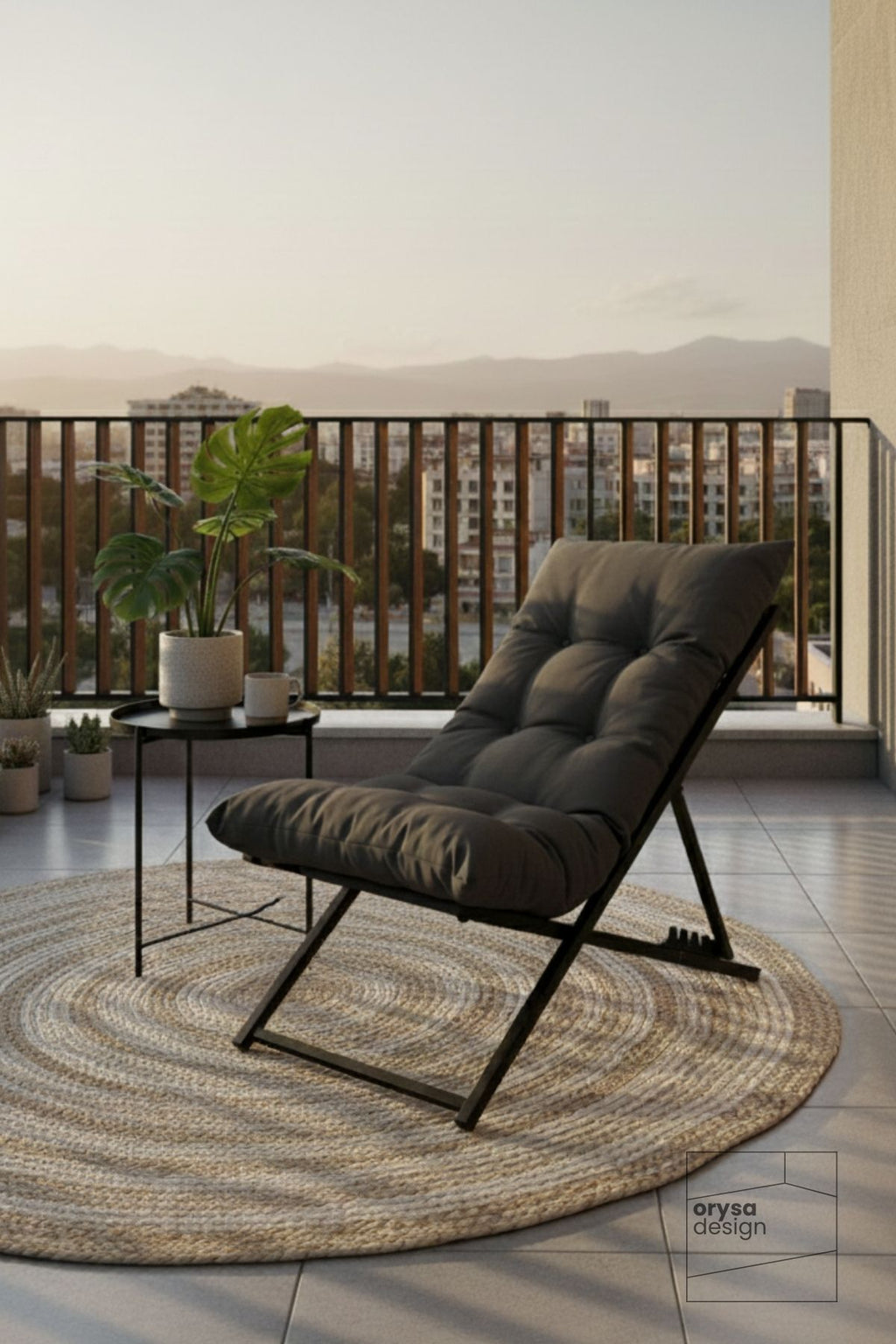 SZ-1 Metal Ayaklı Katlanabilir Minderli Şezlong - Antrasit