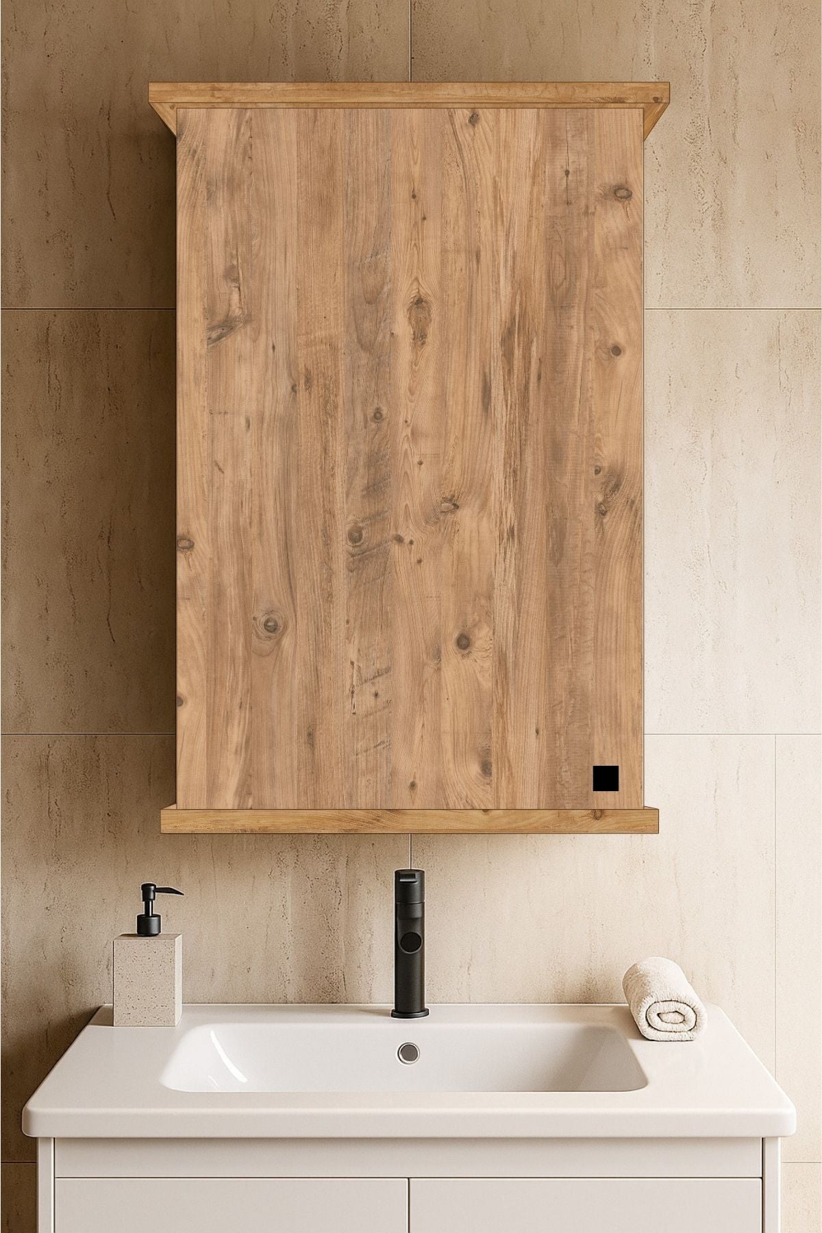Tek Kapaklı Aynasız Banyo Dolabı - Atlantik Çam (BD-2)