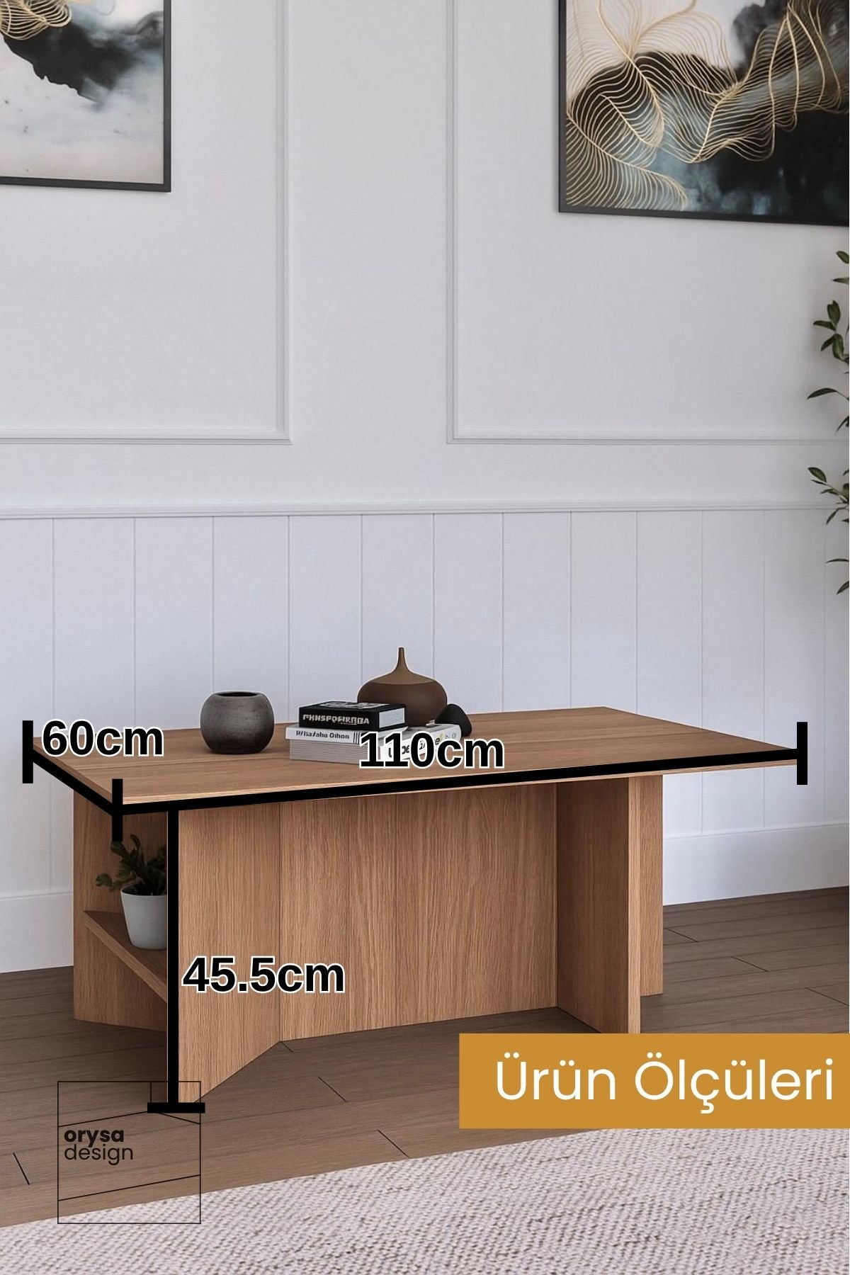 OS-1 İskandinav Raflı Orta Sehpa - Safir Meşe