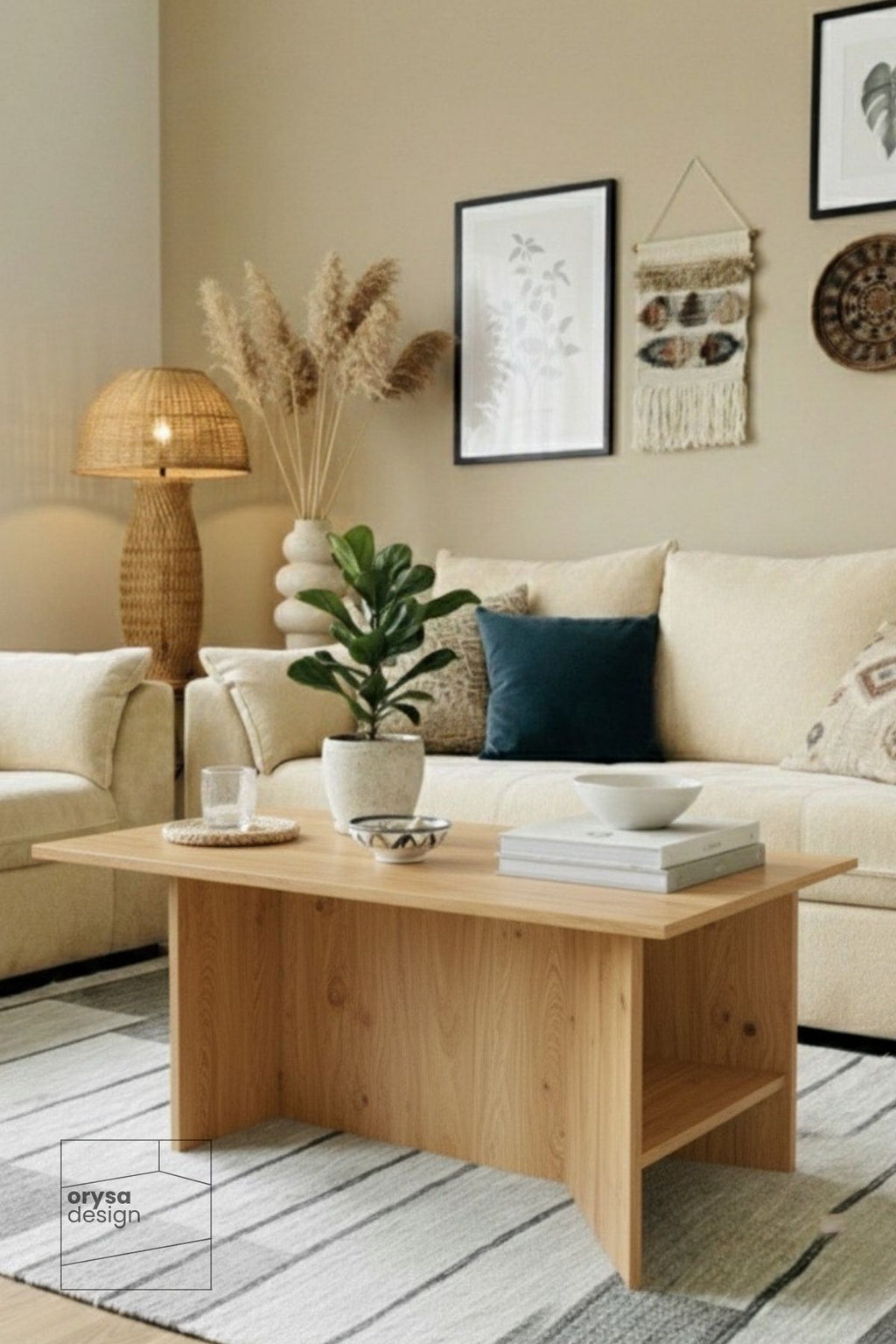 OS-1 İskandinav Raflı Orta Sehpa - Safir Meşe