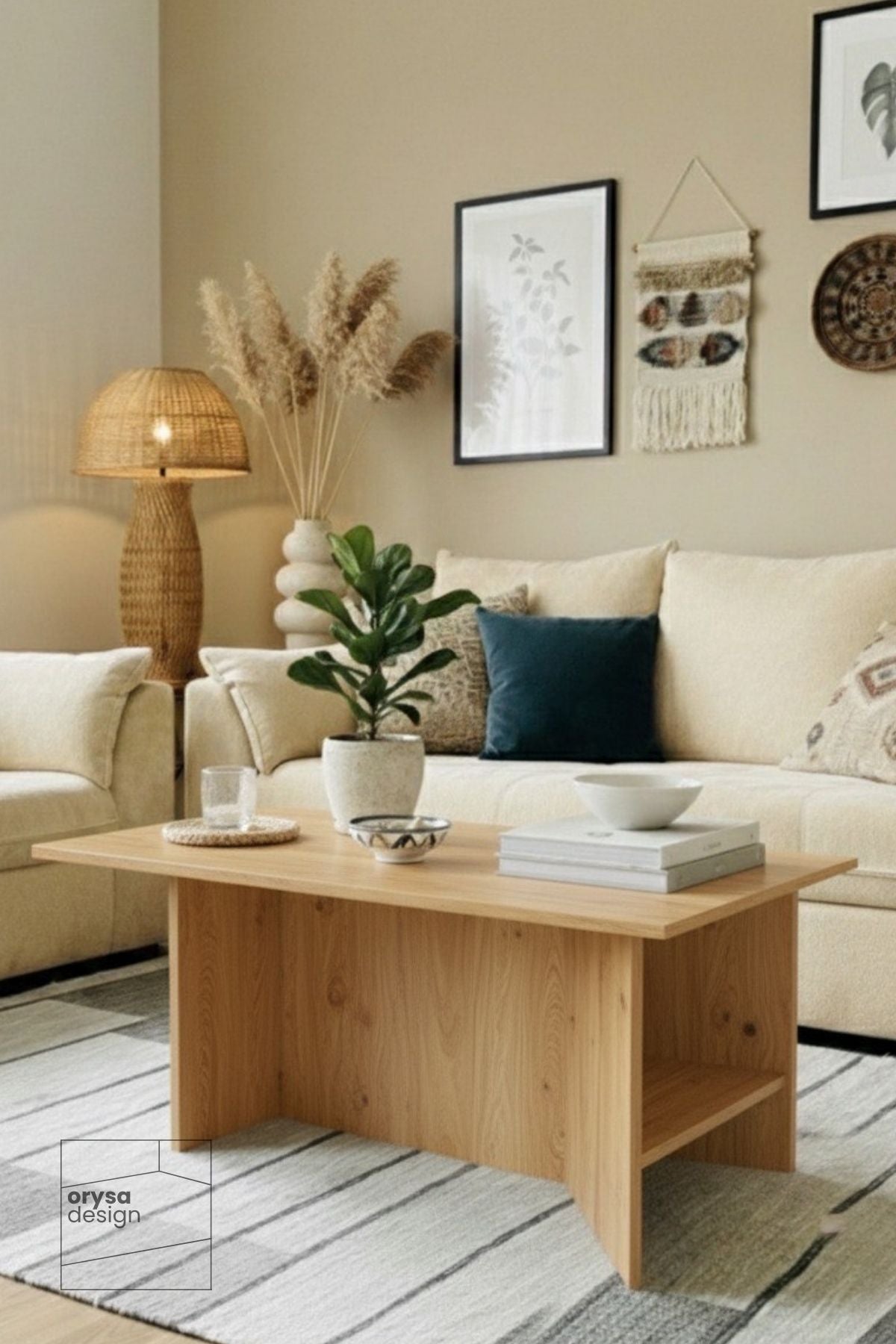 OS-1 İskandinav Raflı Orta Sehpa - Safir Meşe