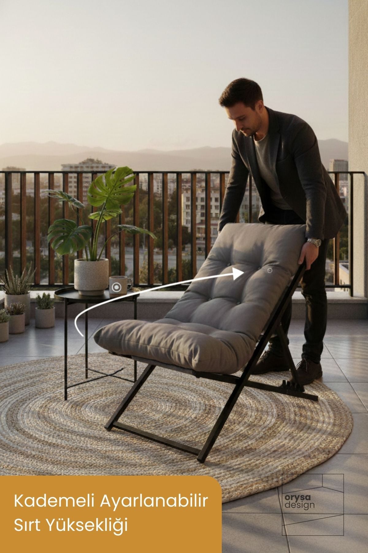 SZ-1 Metal Ayaklı Katlanabilir Minderli Şezlong - Antrasit