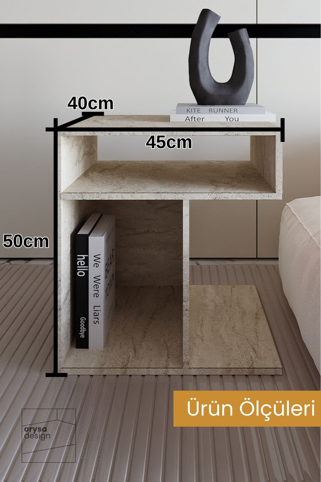 KM-1 Çok Yönlü Yan Sehpa - Traverten