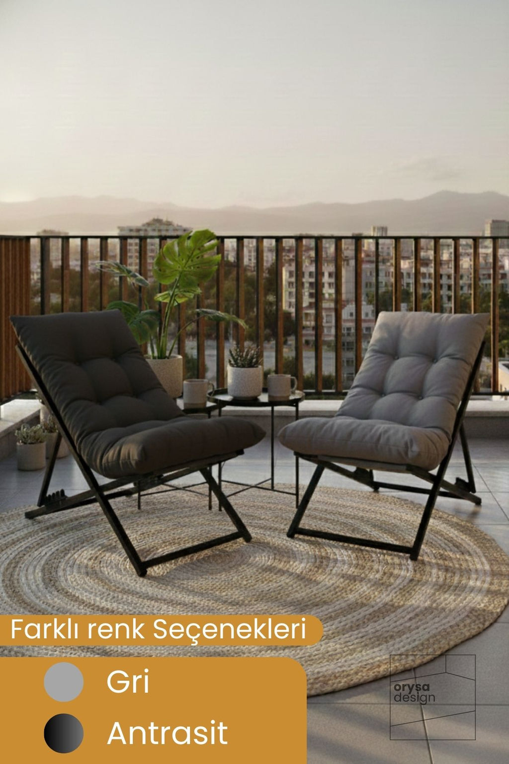 SZ-1 Metal Ayaklı Katlanabilir Minderli Şezlong - Antrasit