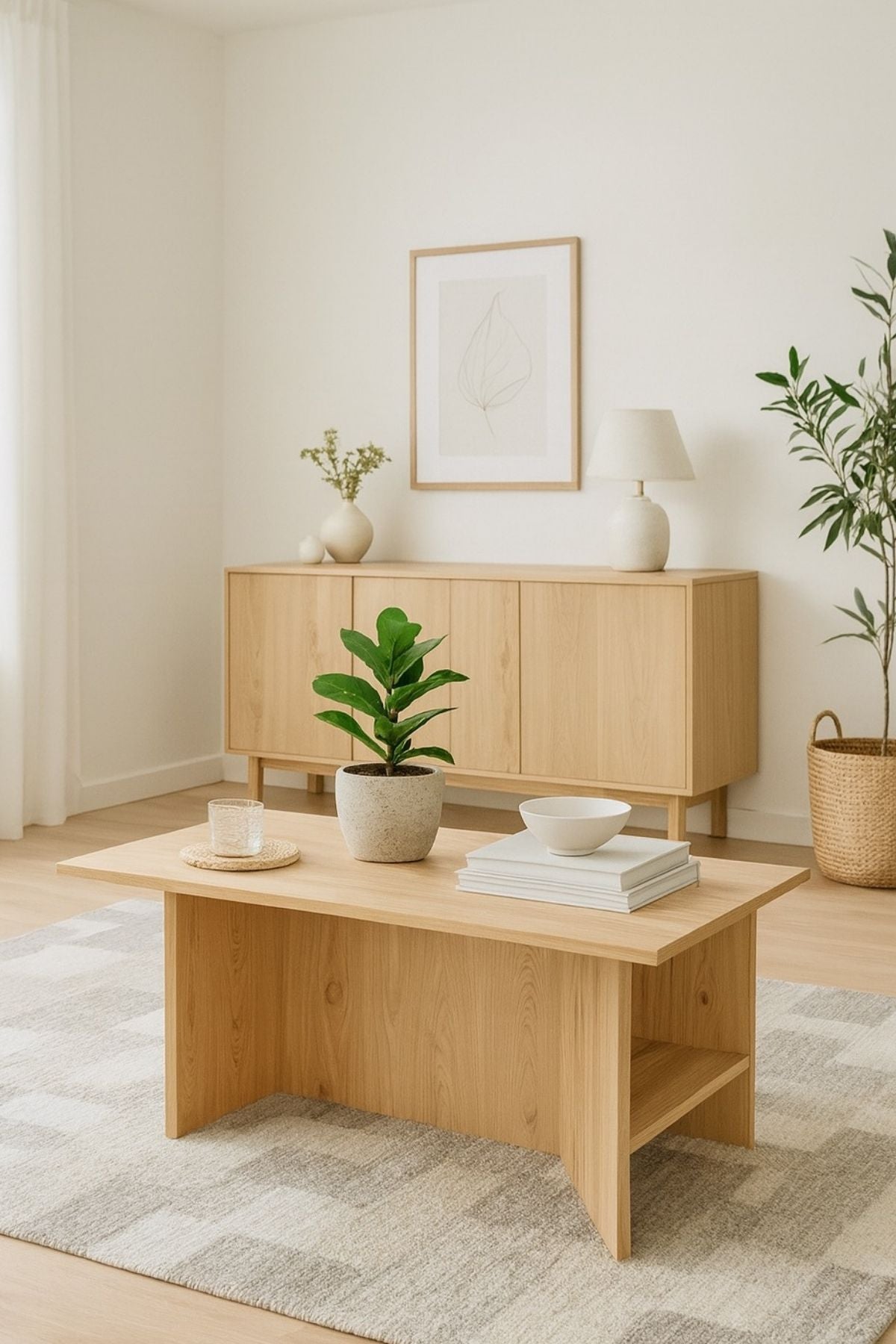 OS-1 İskandinav Raflı Orta Sehpa - Safir Meşe